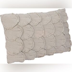 Creative Co-Op Cotton Lumbar Pillow With Appliqued Quilted Seashells, Sage